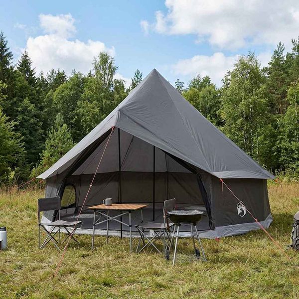 vidaXL Tipi stan 6-miestny Hnedá Šedá Polyester a oceľ