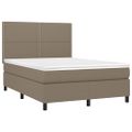 vidaXL Posteľ boxsping s matracom a LED sivohnedá 140x190 cm látka