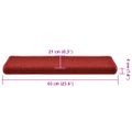 vidaXL Schodové rohože 30 ks 65x21x4 cm červené s obdĺžnikovým okrajom