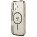 Puzdro Guess Magsafe IML Gradient s potlačou trojuholníkového loga a striebornými kovovými tlačidlami fotoaparátu pre iPhone 17 Khaki