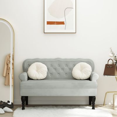 vidaXL Lavica s operadlom, svetlosivá, 119,5x64,5x75 cm, zamatová