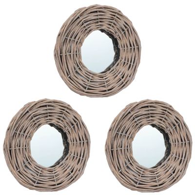 vidaXL Zrkadlá 3 ks 15 cm, prútie