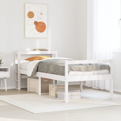 vidaXL Posteľný rám pre seniorov čelo biely 90x200 cm borovicový masív