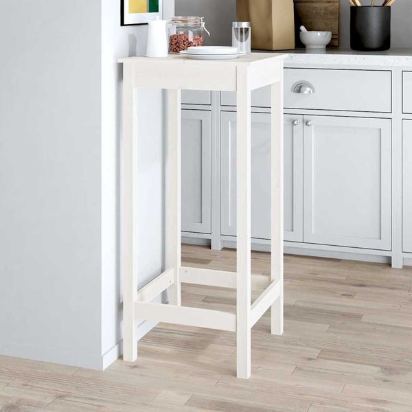 vidaXL Barový stolík biely 50x50x110 cm borovicový masív