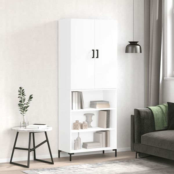 vidaXL Vysoká skrinka lesklá biela 69,5x34x180 cm spracované drevo