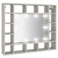 vidaXL Zrkadlová skrinka s LED betónová sivá 91x15x76,5 cm