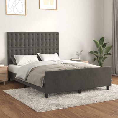 vidaXL Posteľ bez matraca tmavosivá 140x200 cm zamat
