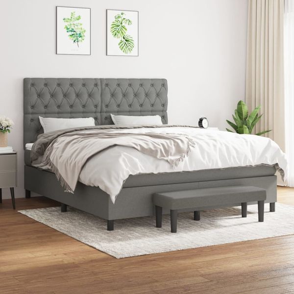 vidaXL Boxspring posteľ s matracom tmavosivá 160x200 cm látka