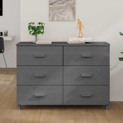 vidaXL Komoda HAMAR, tmavosivá 113x40x80 cm, borovicový masív