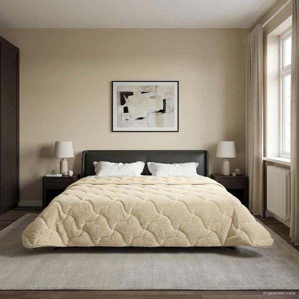 vidaXL Zimný prehoz Krémová 240 x 260 cm Mikrofáza a Teddy fleece