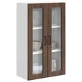 vidaXL Nástenný sklenený kabinet PORTO Hnedý dub 60 x 31 x 100 cm