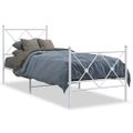 vidaXL Kovový rám postele s čelom a podnožkou biely 75x190 cm