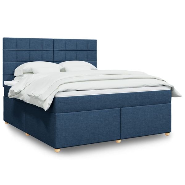 vidaXL Posteľný rám boxspring s matracom modrý 180x200 cm látka