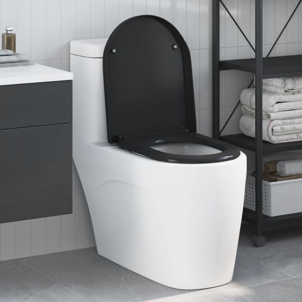 vidaXL WC sedadlo Čierna 49 x 36 x 4 cm Duroplast
