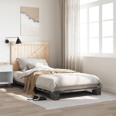 vidaXL Posteľný rám s čelom sivý 100x200 cm borovicový masív