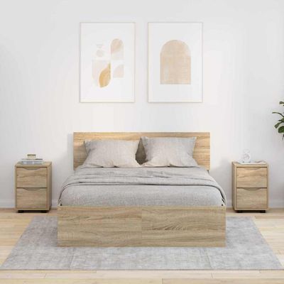 vidaXL Nočné stolíky so zásuvkou 2 pcs Sonoma dub 30,5 x 30 x 43 cm