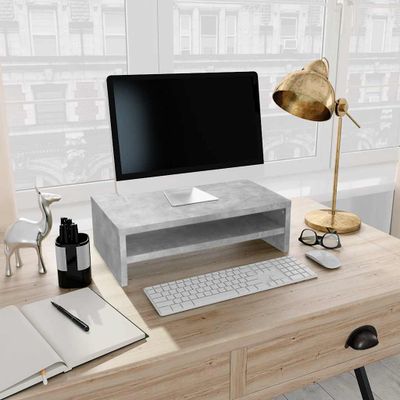vidaXL Stojan na monitor, betónovo sivý 42x24x13 cm, kompozitné drevo