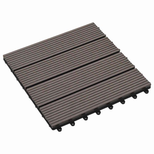 vidaXL Dlažba na terasu 11 pcs Tmavohnedá 30 x 30 cm drevoplast