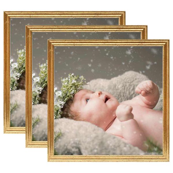 vidaXL Fotorámiky na stôl, koláž 3 ks, zlaté 20x20 cm, MDF