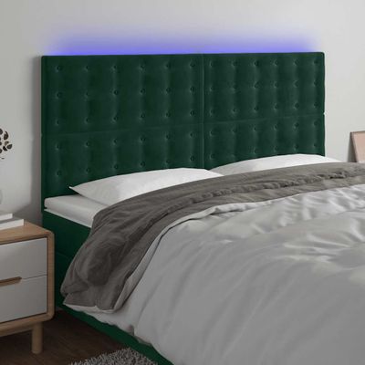 vidaXL Čelo postele s LED tmavozelené 160x5x118/128 cm zamat