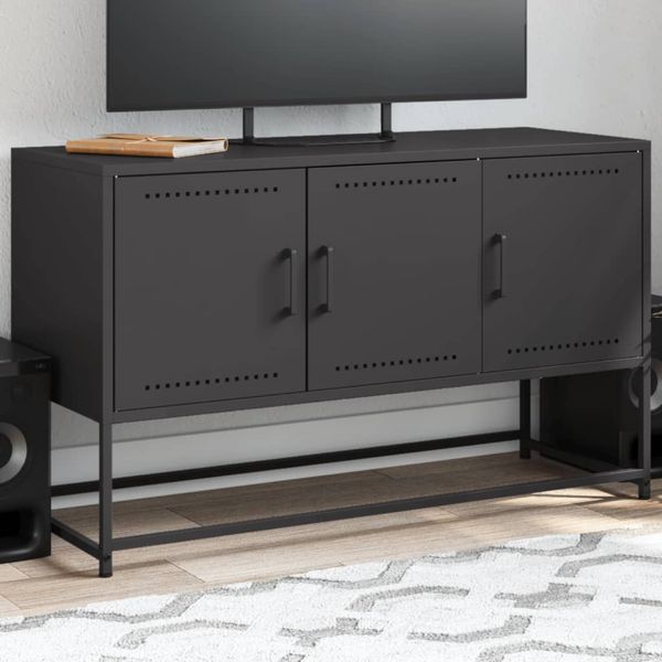 vidaXL TV skrinka čierna 100,5x39x60,5 cm oceľ