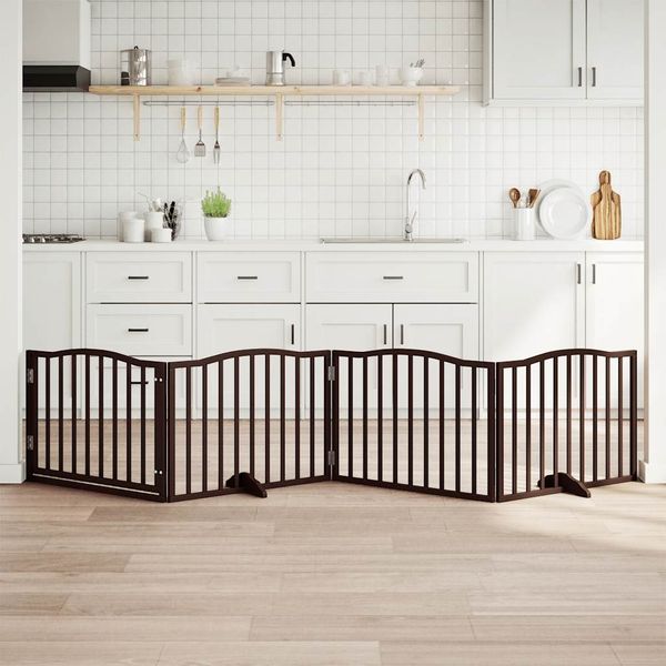 vidaXL Brána pre psa dvere sklad. 4 panely 320 cm topoľové drevo