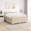 vidaXL LED boxspring posteľ s matracom Krémová 180 x 200 cm Látka
