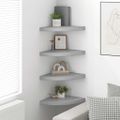 vidaXL Nástenné rohové police 4 ks betónové sivé 35x35x3,8 cm MDF