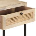 vidaXL Konzolový stolík 100x35x76 cm mangovníkový masív a prírodná trstina