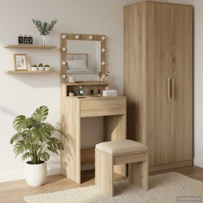 vidaXL Toaletný stolík Sonoma dub 50 x 41 x 135 cm Kompozitné drevo