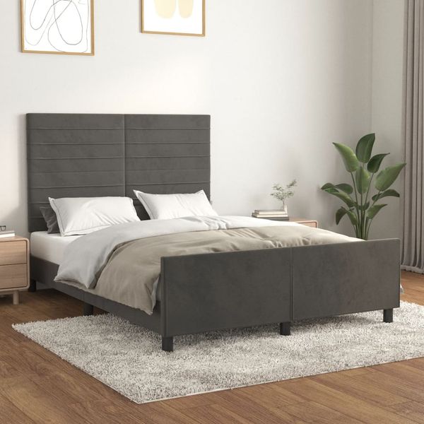 vidaXL Posteľ bez matraca tmavosivá 140x200 cm zamat