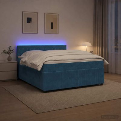 vidaXL Posteľ boxspring s matracom Modrá 140 x 200 cm Zamat