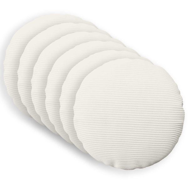 vidaXL Poťah na podložku 6 pcs HEERLEN Krémová Ø 60 cm manšestr