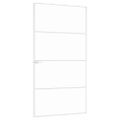 vidaXL Interiérové dvere biele 102x201,5 cm tvrdené sklo a hliník úzke