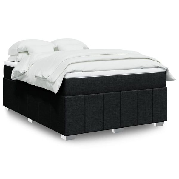 vidaXL Posteľný rám boxspring s matracom čierny 160x200 cm látka