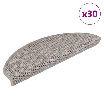 vidaXL Samolepiace nášľapy na schody Sisal 30 ks 65x21x4 cm strieborné