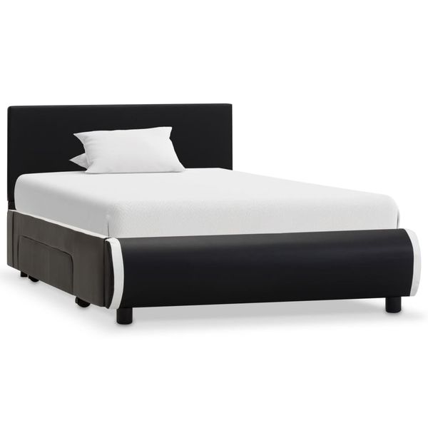 vidaXL Posteľný rám so zásuvkami čierny 90x200 cm umelá koža