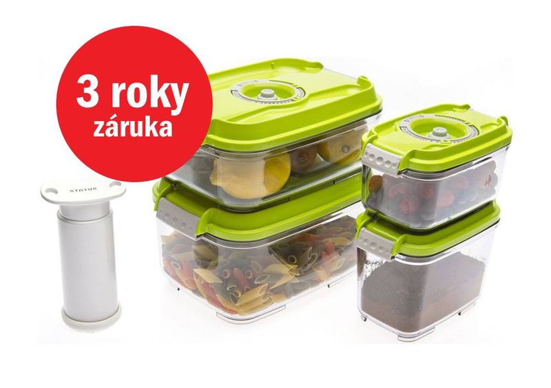 STATUS Tritan 5-dielny set vákuových dóz 157531, zelená