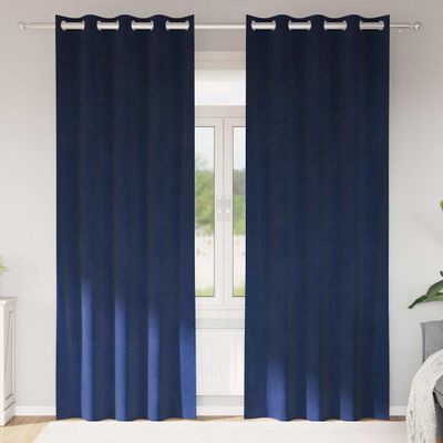 vidaXL Zatemňovacie závesy 2 pcs Tmavomodrá 140 x 245 cm Zamat