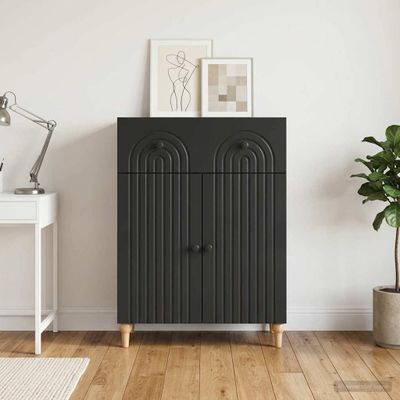 vidaXL Servírovacia skriňa Čierna 66 x 34,5 x 90 cm Kompozitné drevo
