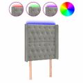 vidaXL Čelo postele s LED bledosivé 83x16x118/128 cm zamat