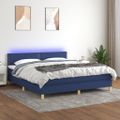 vidaXL Posteľ boxsping s matracom a LED modrá 160x200 cm látka