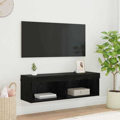 vidaXL TV nástenná skriňa Čierny dub 100 x 30 x 30 cm Kompozitné drevo