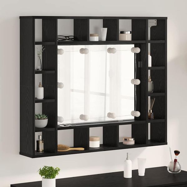 vidaXL Zrkadlová skrinka Čierny dub 91 x 15 x 76,5 cm Kompozitné drevo