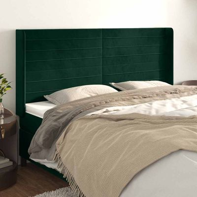 vidaXL Čelo postele so záhybmi tmavozelený 203x16x118/128 cm zamat