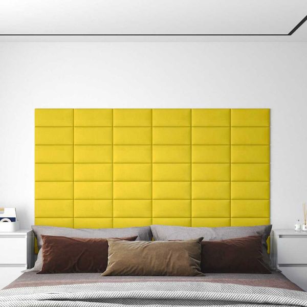 vidaXL Nástenné panely 12 ks žlté 30x15 cm látkové 0,54 m²