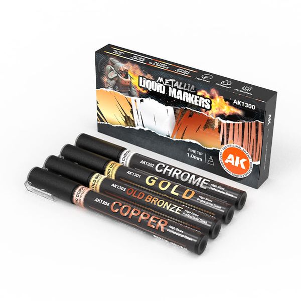 AK Interactive: Metallic Liquid Marker Set
