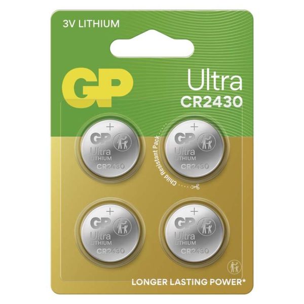 Lítiová gombíková batéria GP Ultra CR2430, 4 ks