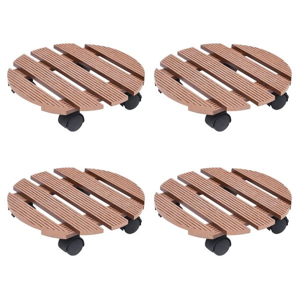 vidaXL Podstavce pod kvetináč 4 ks hnedé Ø30x7,5 cm WPC
