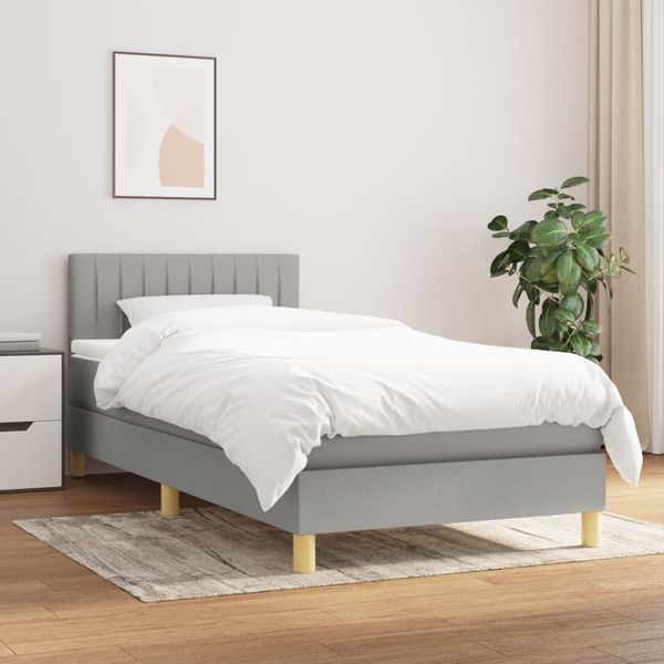 vidaXL Posteľný rám boxsping s matracom bledosivý 90x190 cm látka